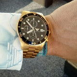  Shop Authentic Emporio Armani Chronograph Black Dial Gold Steel Strap Watch For Men - AR5857 - Luxxuri