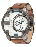  Shop Authentic Diesel SBA Dual Time Chronograph White Dial Brown Leather Strap Watch For Men - DZ7269 - Luxxuri
