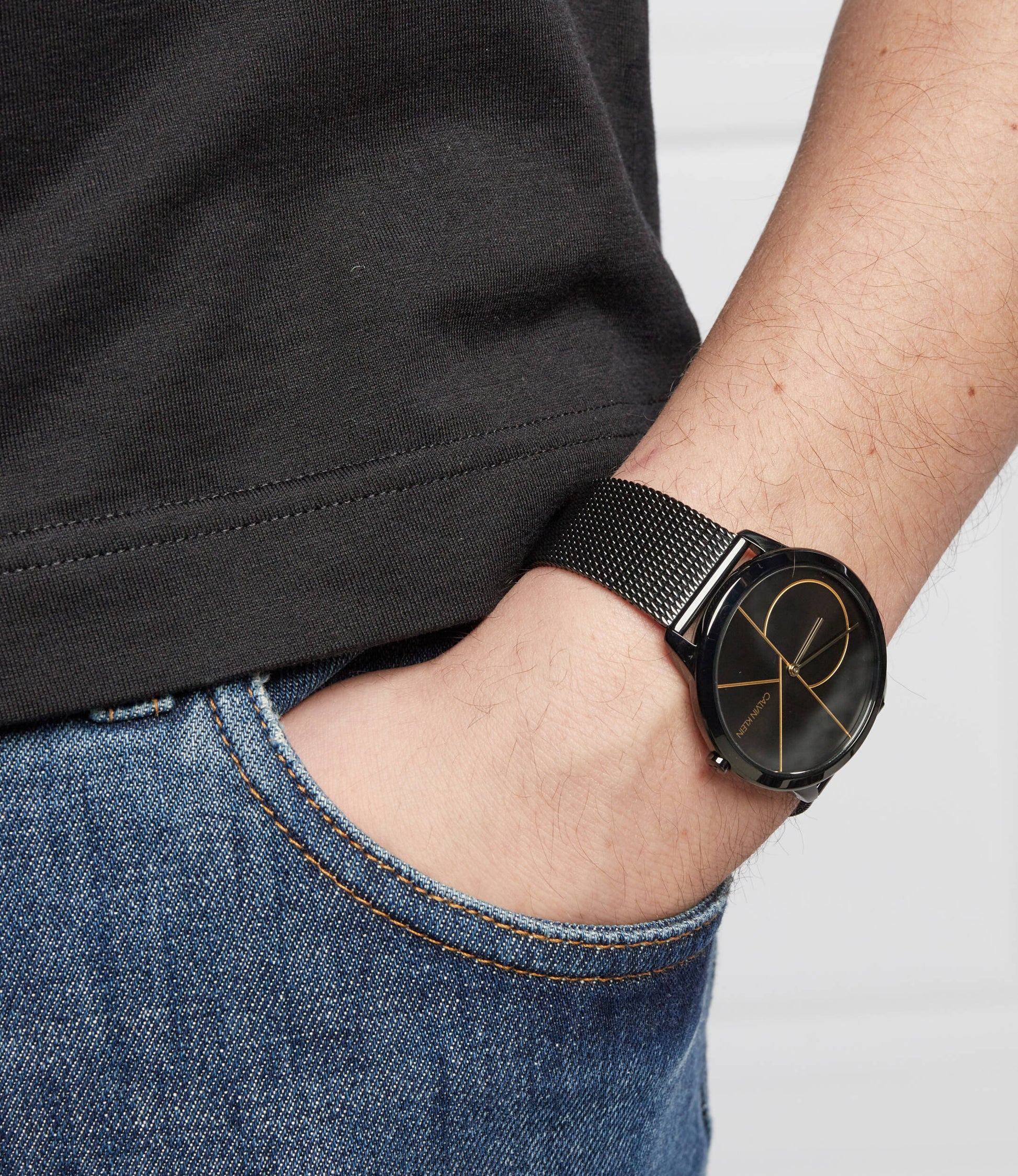  Shop Authentic Calvin Klein Minimal Black Dial Black Mesh Bracelet Watch for Men - K3M214X1 - Luxxuri