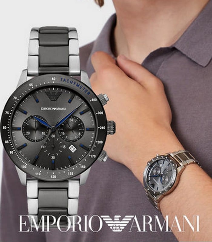  Shop Authentic Emporio Armani Chronograph Grey Dial Two Tone Steel Strap Watch For Men - AR11391 - Luxxuri