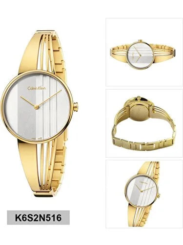  Shop Authentic Calvin Klein Drift Silver Dial Gold Steel Strap Watch for Women - K6S2N516 - Luxxuri