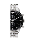  Shop Authentic Emporio Armani Gianni Chronograph Black Dial Silver Steel Strap Watch For Men - AR80009 - Luxxuri
