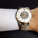  Shop Authentic Emporio Armani Meccanico White Dial Two Tone Steel Strap Watch For Men - AR1921 - Luxxuri