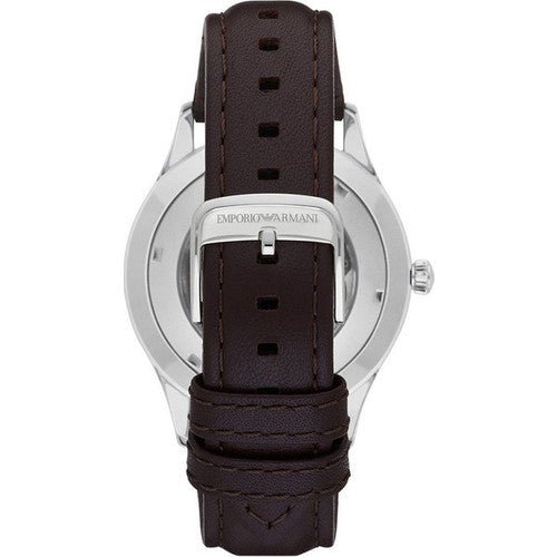  Shop Authentic Emporio Armani Meccanico White Dial Brown Leather Strap Watch For Men - AR1946 - Luxxuri