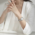 Emporio Armani Gianni T Bar Mother of Pearl Dial Silver Steel Strap Watch For Women - AR1955