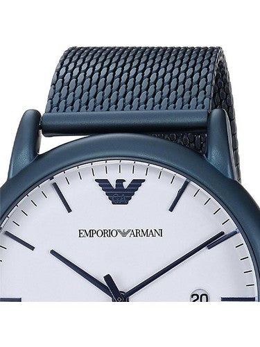  Shop Authentic Emporio Armani Luigi Quartz White Dial Blue Mesh Bracelet Watch For Men - AR11025 - Luxxuri