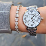  Shop Authentic Emporio Armani Gianni T Bar White Marble Dial Silver Steel Strap Watch For Women - AR11170 - Luxxuri