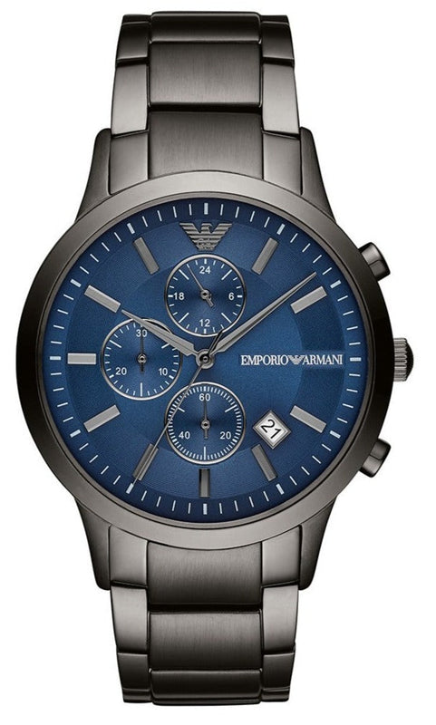  Shop Authentic Emporio Armani Renato Chronograph Blue Dial Grey Steel Strap Watch For Men - A11215 - Luxxuri