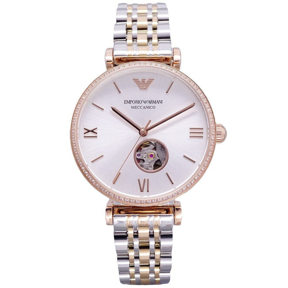  Shop Authentic Emporio Armani Gianni T-Bar Analog White Dial Two Tone Steel Strap Watch For Women - AR60019 - Luxxuri