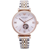  Shop Authentic Emporio Armani Gianni T-Bar Analog White Dial Two Tone Steel Strap Watch For Women - AR60019 - Luxxuri