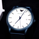 Shop Authentic Emporio Armani Luigi Quartz White Dial Blue Mesh Bracelet Watch For Men - AR11025 - Luxxuri