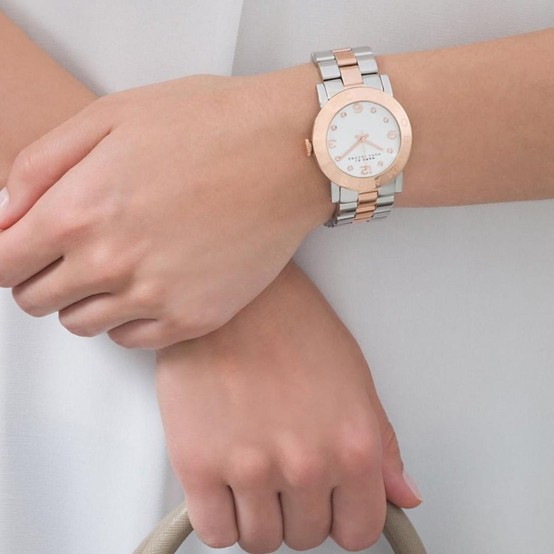  Shop Authentic Marc Jacobs Amy Silver Dial Two Tone Steel Strap Watch for Women - MBM3194 - Luxxuri