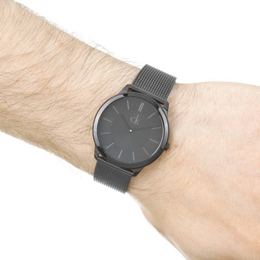  Shop Authentic Calvin Klein Minimal Black Dial Black Mesh Bracelet Watch for Men - K3M214B1 - Luxxuri