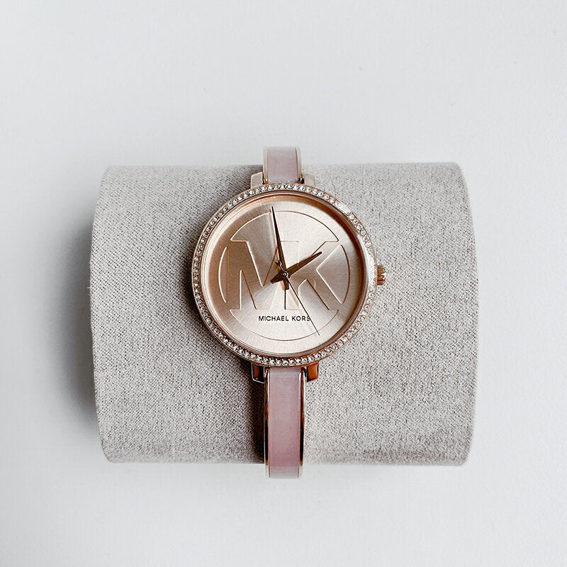  Shop Authentic Michael Kors Jaryn Analog Rose Gold Dial Pink Steel Strap Watch For Women - MK4545 - Luxxuri
