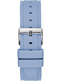 Guess Confetti Crystal Silver Dial Blue Rubber Strap Watch For Women - W1098L3