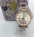  Shop Authentic Fossil Carlie Silver Dial Two Tone Steel Strap Watch for Women - ES4342 - Luxxuri