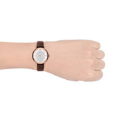  Shop Authentic Emporio Armani Gianni T-Bar Silver Dial Brown Leather Strap Watch For Women - AR11269 - Luxxuri