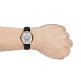 Shop Authentic Emporio Armani Meccanico Skeleton Silver Dial Black Leather Strap Watch For Men - AR60031 - Luxxuri