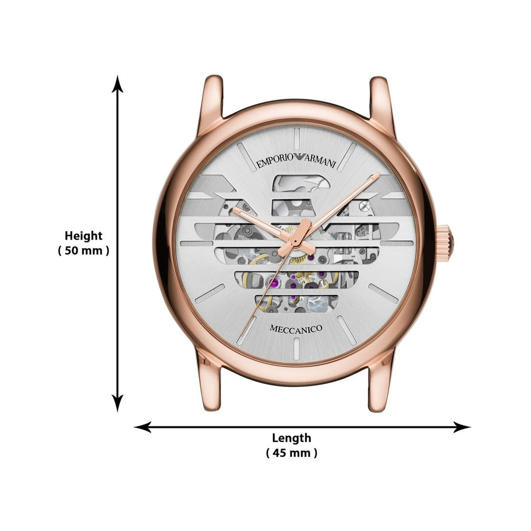  Shop Authentic Emporio Armani Meccanico Skeleton Silver Dial Black Leather Strap Watch For Men - AR60031 - Luxxuri