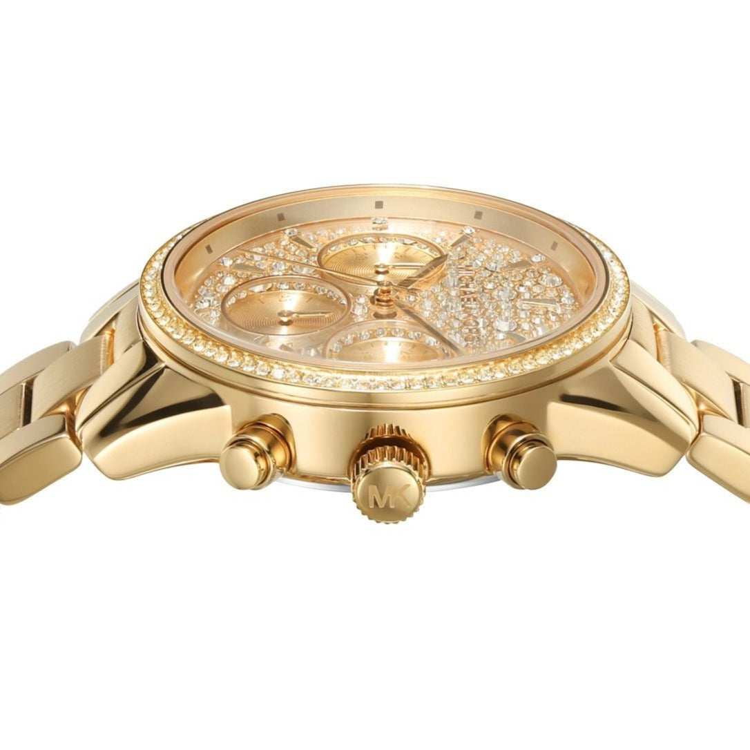  Shop Authentic Michael Kors Ritz Chronograph Gold Dial Gold Steel Strap Watch For Women - MK7310 - Luxxuri