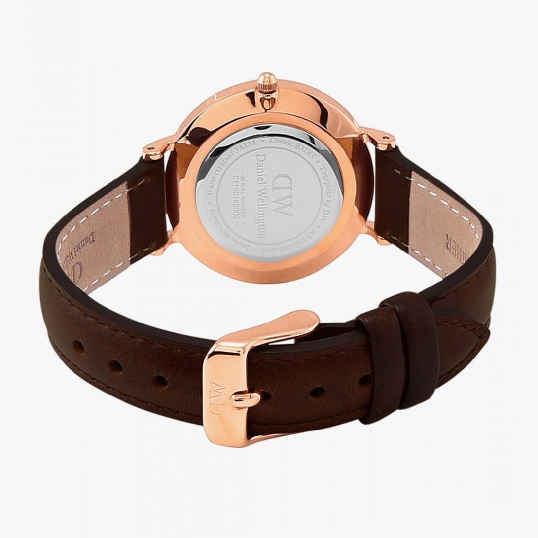  Shop Authentic Daniel Wellington Classic Petite Bristol Black Dial Brown Leather Strap Watch For Women - DW00100221 - Luxxuri