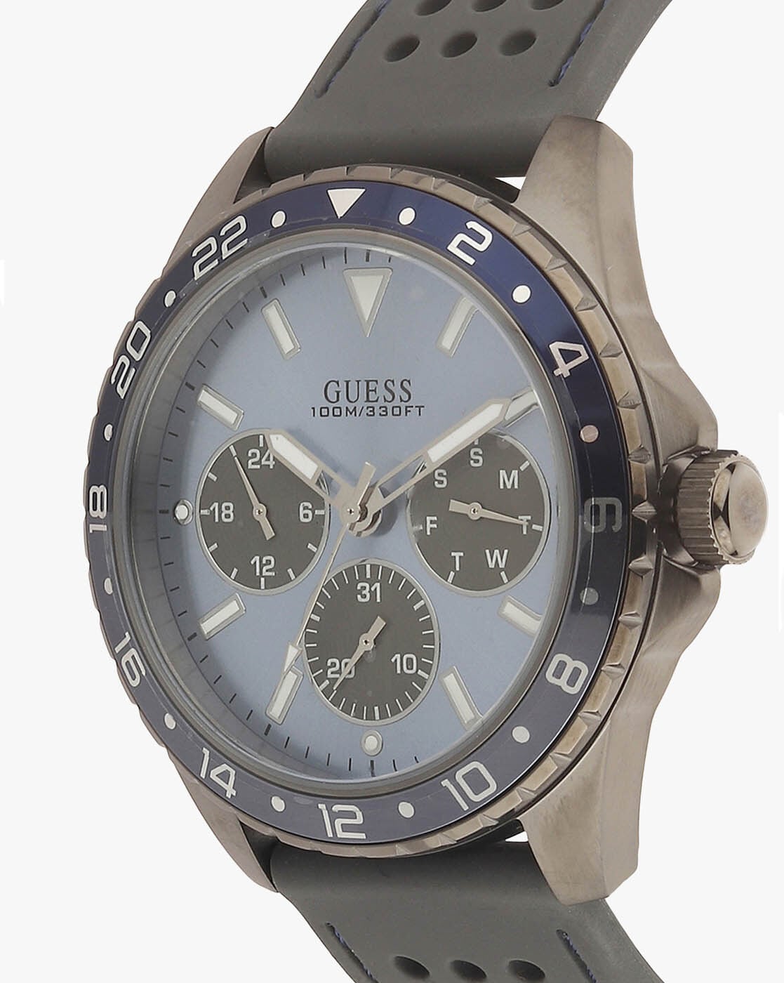  Shop Authentic Guess Odyssey Blue Dial Grey Rubber Strap Watch For Men - W1108G6 - Luxxuri