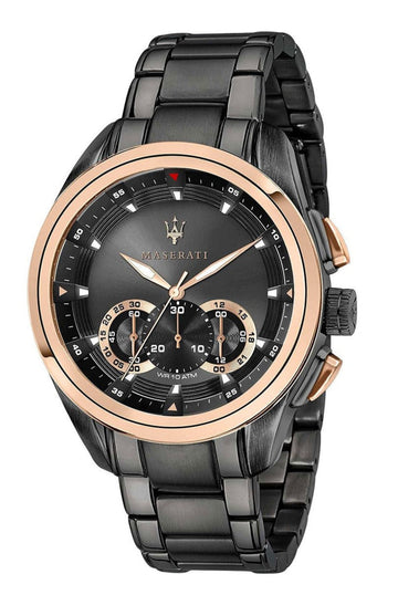  Shop Authentic Maserati Traguardo 45mm Gun Metal Stainless Steel Black Watch For Men - R8873612016 - Luxxuri