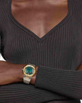Versace Greca Green Dial Silver Steel Strap Watch for Women - VEVH00720