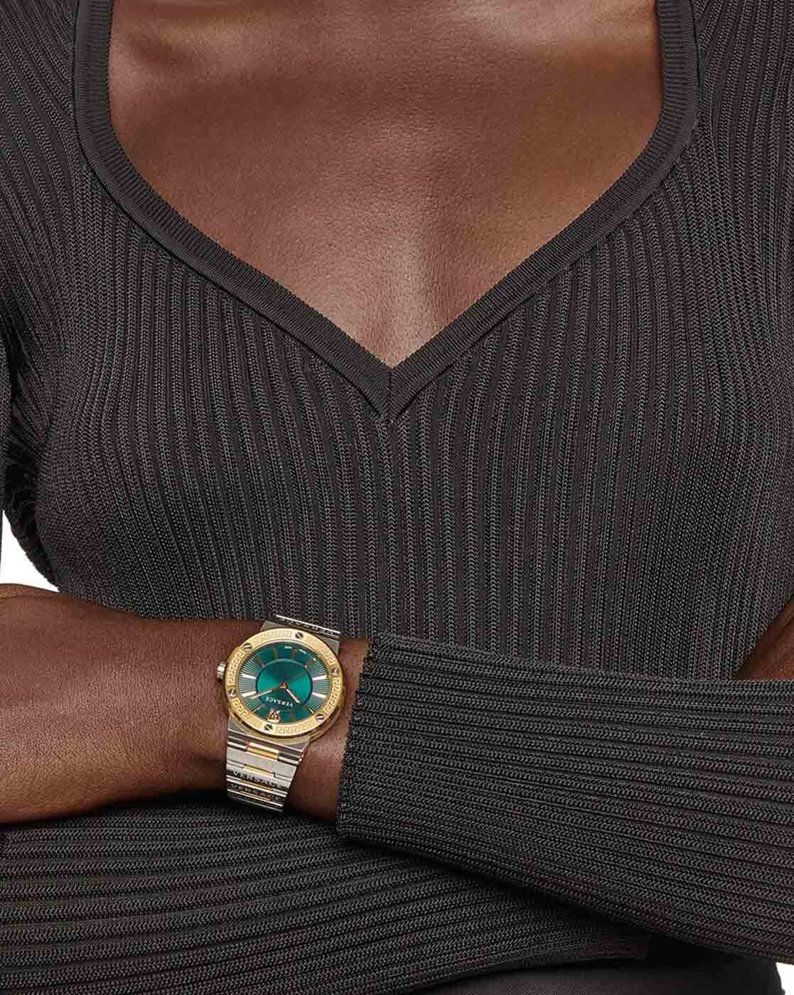  Shop Authentic Versace Greca Green Dial Silver Steel Strap Watch for Women - VEVH00720 - Luxxuri