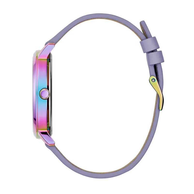  Shop Authentic Guess Dahlia Analog Silver Dial Purple Leather Strap Watch For Women - GW0529L4 - Luxxuri