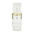 Guess Phoenix Analog Gold Dial White Silicone Strap Watch For Men - GW0499G5
