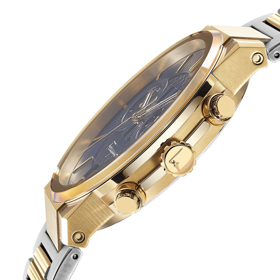  Shop Authentic Salvatore Ferragamo Sapphire Chrono Blue Dial Two Tone Steel Strap Watch for Men - SFME00521 - Luxxuri