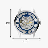  Shop Authentic Fossil Townsman Automatic Skeleton Blue Dial Black Leather Strap Watch for Men - ME3200 - Luxxuri