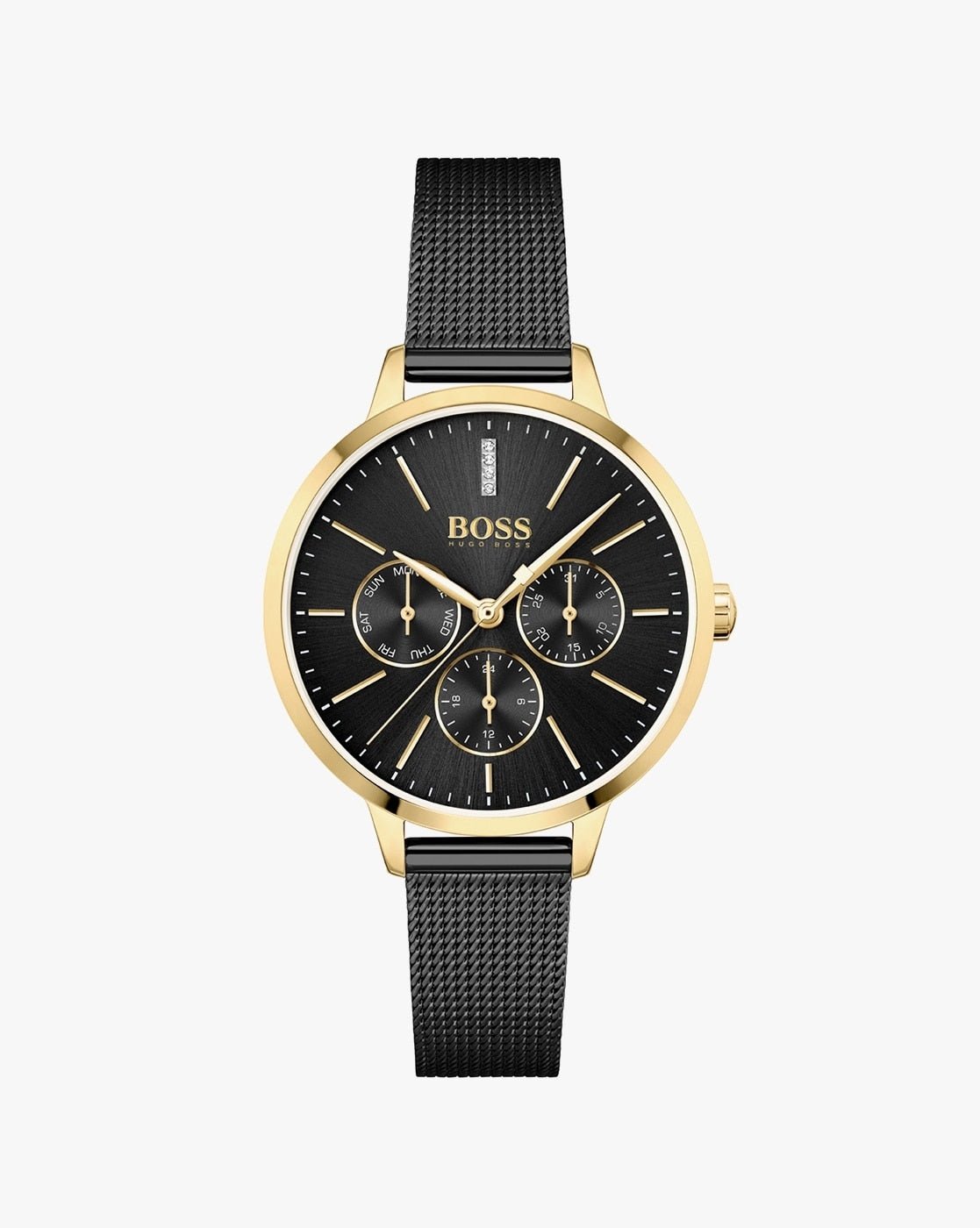  Shop Authentic Hugo Boss Flawless Black Dial Black Mesh Bracelet Watch for Women - 1502627 - Luxxuri