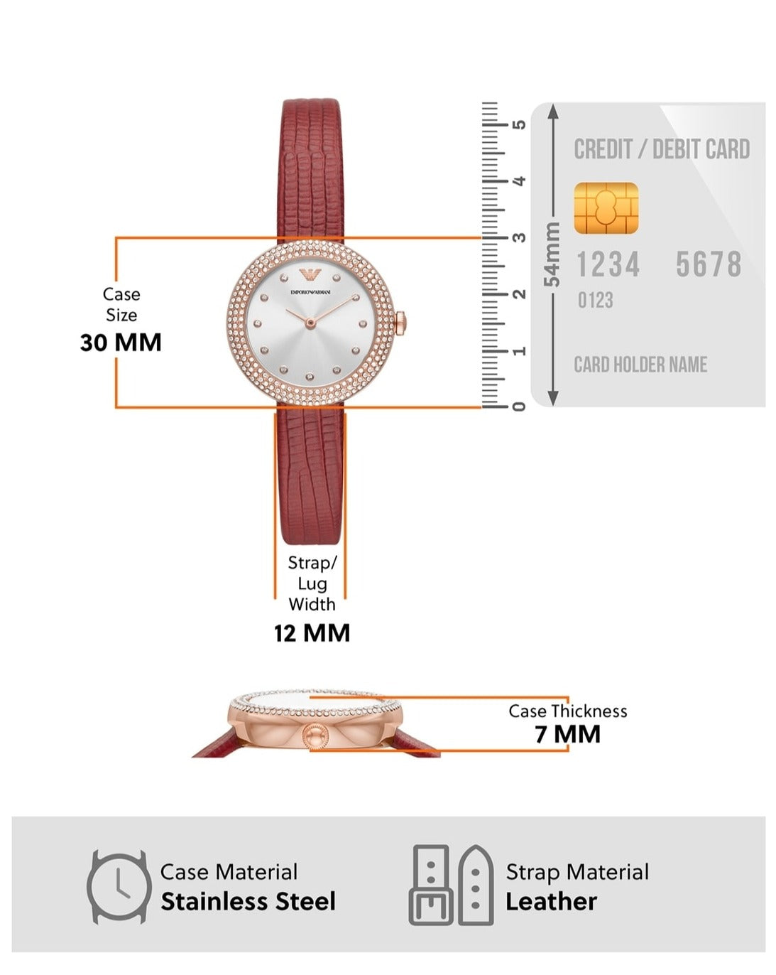  Shop Authentic Emporio Armani Rosa Two Hand White Dial Red Leather Strap Watch For Women - AR11357 - Luxxuri