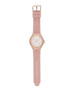  Shop Authentic Michael Kors Lennox Three-Hand Analog White Dial Pink Silicone Strap Watch For Women - MK7334 - Luxxuri
