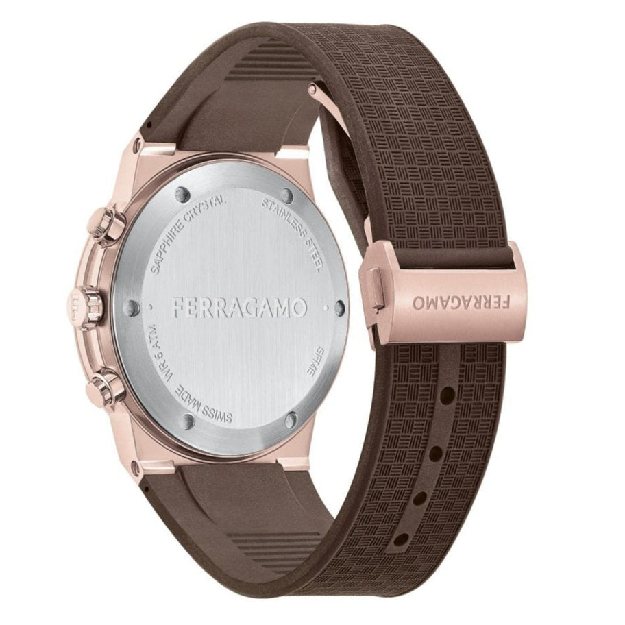 Salvatore Ferragamo Sapphire Chrono Brown Dial Brown Rubber Strap Watch for Men - SFME01023