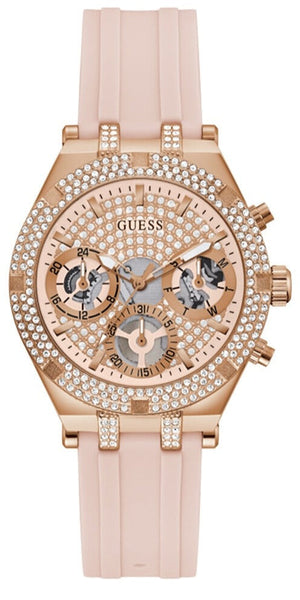  Shop Authentic Guess Heiress Diamonds Rose Gold Dial Pink Rubber Strap Watch for Women - GW0407L3 - Luxxuri