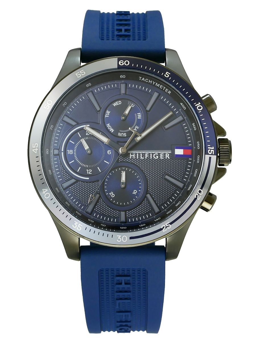  Shop Authentic Tommy Hilfiger Bank Blue Dial Blue Rubber Strap Watch for Men - 1791721 - Luxxuri