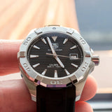  Shop Authentic Tag Heuer Aquaracer Automatic Caliber 5 Black Dial Black Rubber Strap Watch for Men - WAY2110.FT8021 - Luxxuri