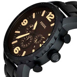  Shop Authentic Fossil Nate Chrongraph Ion Plated Black Dial Black Steel Strap Watch for Men - JR1356 - Luxxuri