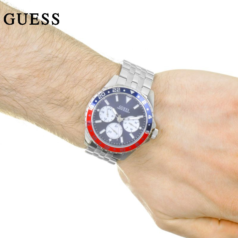  Shop Authentic Guess Odyssey Multifunction Blue Dial Silver Steel Strap Watch For Men - W1107G2 - Luxxuri