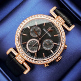  Shop Authentic Swarovski Era Journey Chronograph Black Dial Black Leather Strap Watch for Women - 5295320 - Luxxuri