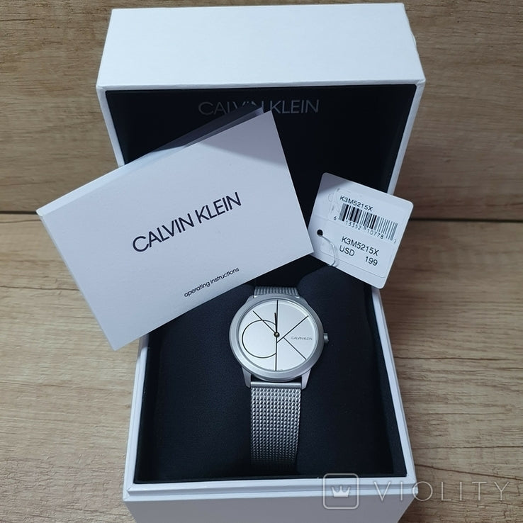  Shop Authentic Calvin Klein Minimal White Dial Silver Mesh Bracelet Watch for Women - K3M5215X - Luxxuri