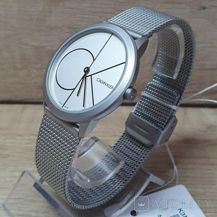  Shop Authentic Calvin Klein Minimal White Dial Silver Mesh Bracelet Watch for Women - K3M5215X - Luxxuri