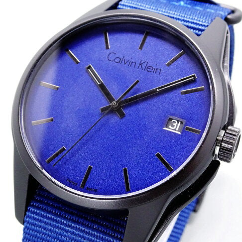  Shop Authentic Calvin Klein Tone Blue Dial Blue NATO Strap Watch for Men - K7K514VN - Luxxuri
