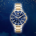  Shop Authentic Emporio Armani Mario Chronograph Blue Dial Two Tone Steel Strap Watch For Men - AR11362 - Luxxuri