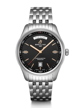  Shop Authentic Breitling Premier Automatic 40mm Day & Date Black Dial Silver Steel Strap Mens Watch - A45340241B1A1 - Luxxuri