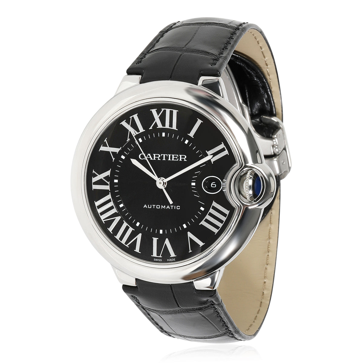  Shop Authentic Cartier Ballon Bleu De Cartier Black Dial Black Leather Strap Watch for Men - WSBB0003 - Luxxuri