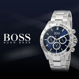 Shop Authentic Hugo Boss Ikon Blue Dial Silver Steel Strap Watch for Men - 1512963 - Luxxuri